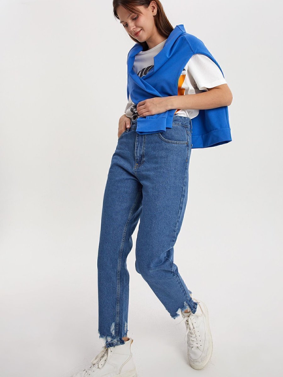 Allday Mavi01 Pamuk Lazer Kesim Denim Pantolon
