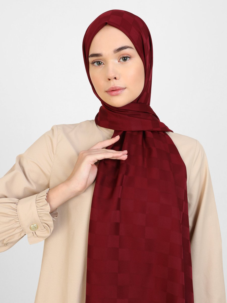 Tuva Bordo Diamond Dama Desen Şal
