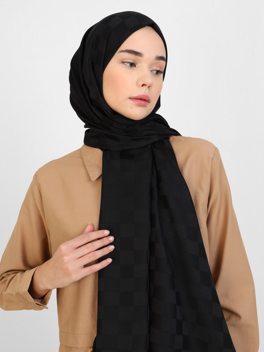 Tuva Siyah Diamond Dama Desen Şal