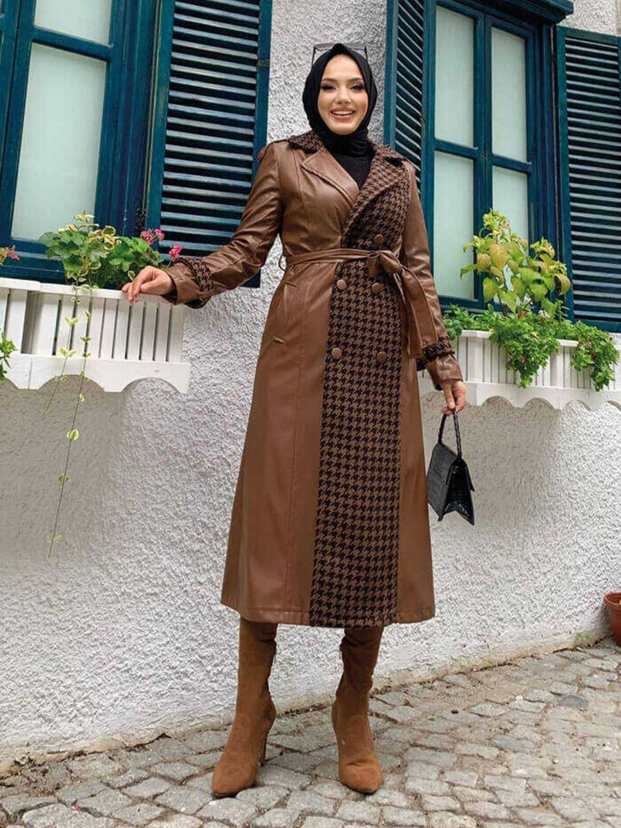 Bym Fashion Ekose Deri Kap Taba