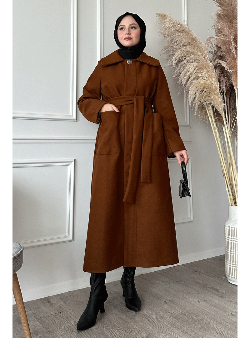 InStyle Kuşaklı Gizli Patlı Taba Kaban