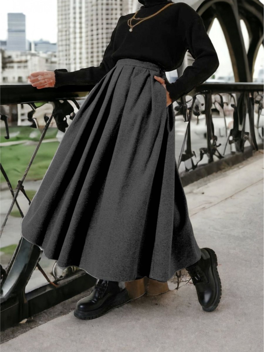 Hijabaya Pileli Kaşe Etek