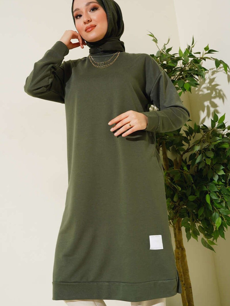 Yazgı Moda Arma Detaylı Uzun Tunik Haki