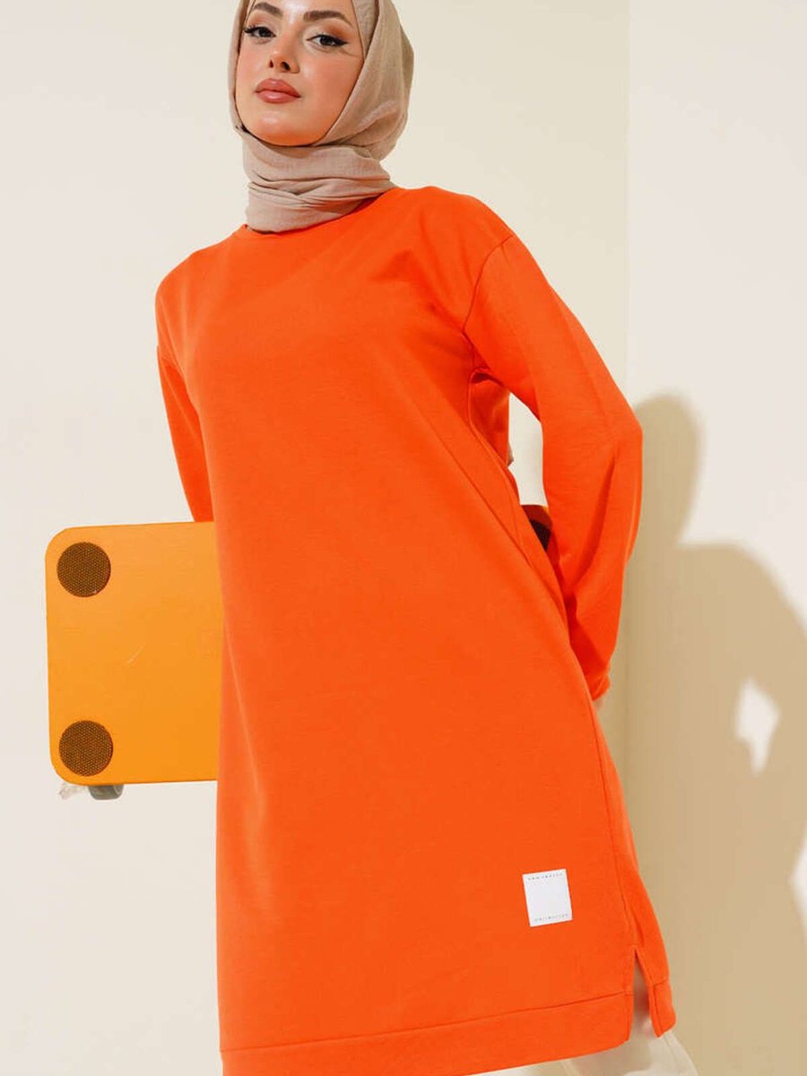 Yazgı Moda Arma Detaylı Uzun Tunik Oranj