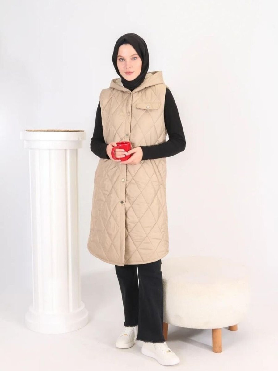 Exxitcollection Uzun Cep Detayı Kapitone Şişme Yelek