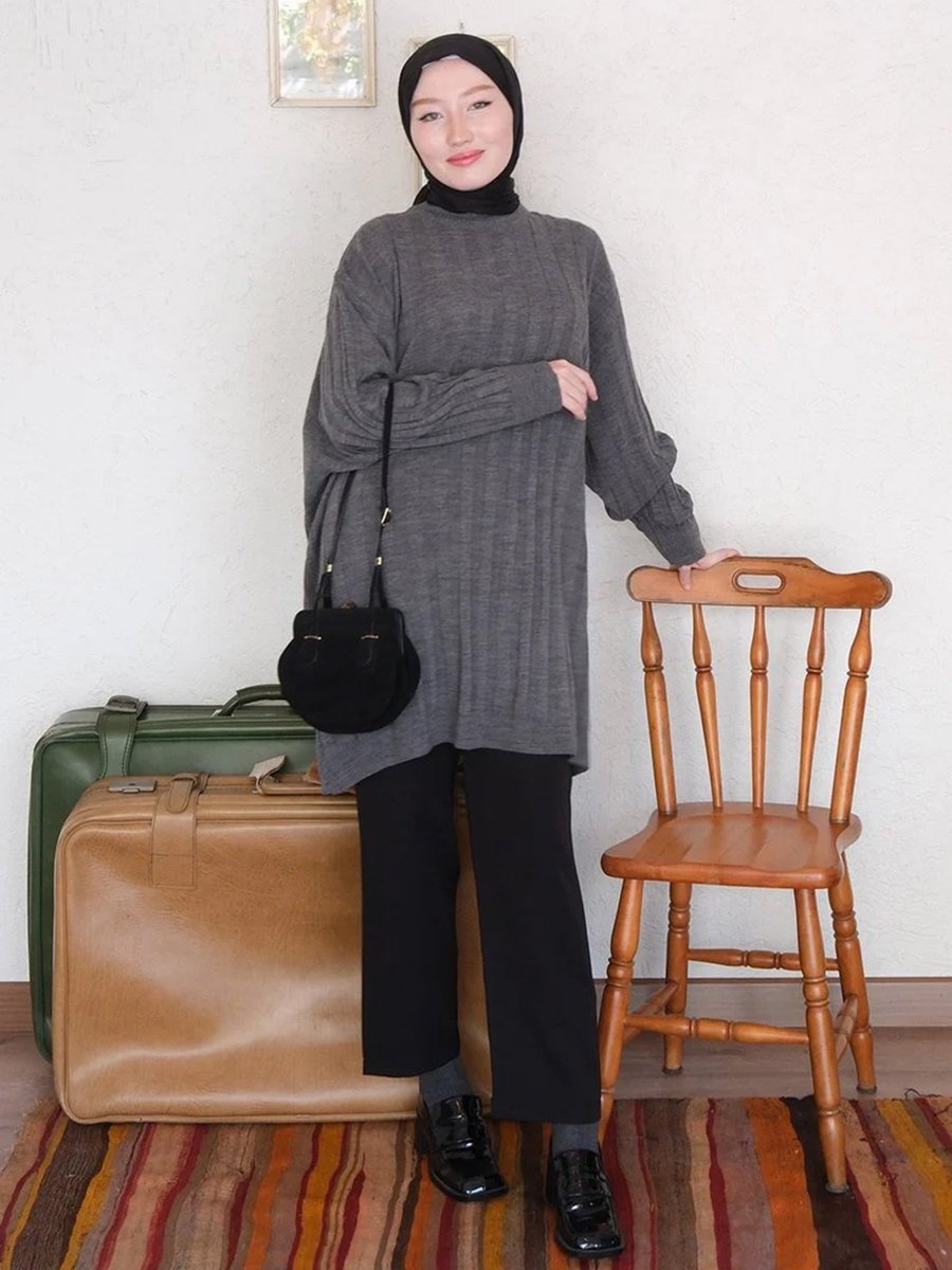 Ceylan Otantik Antrasit Triko Tunik