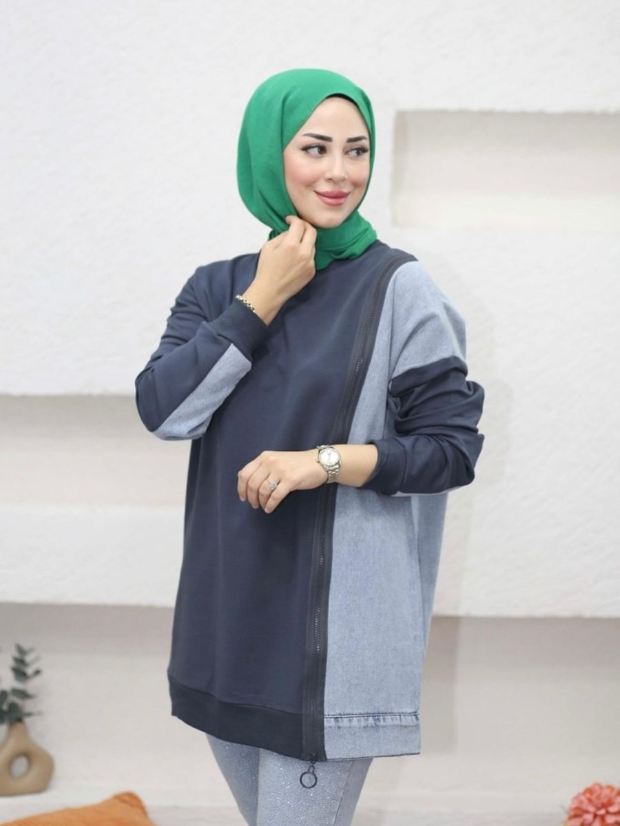 Aden Aydın Denim Detaylı Sweat / Tunik