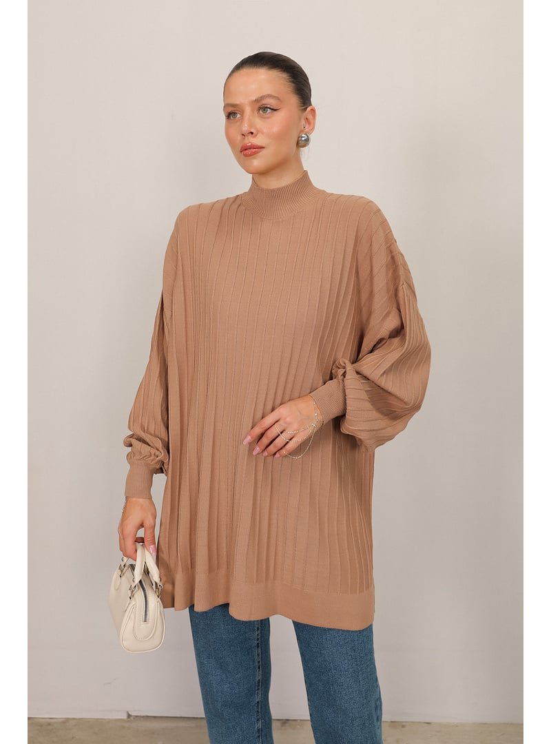 Melike Tatar Bej Basic Triko Tunik