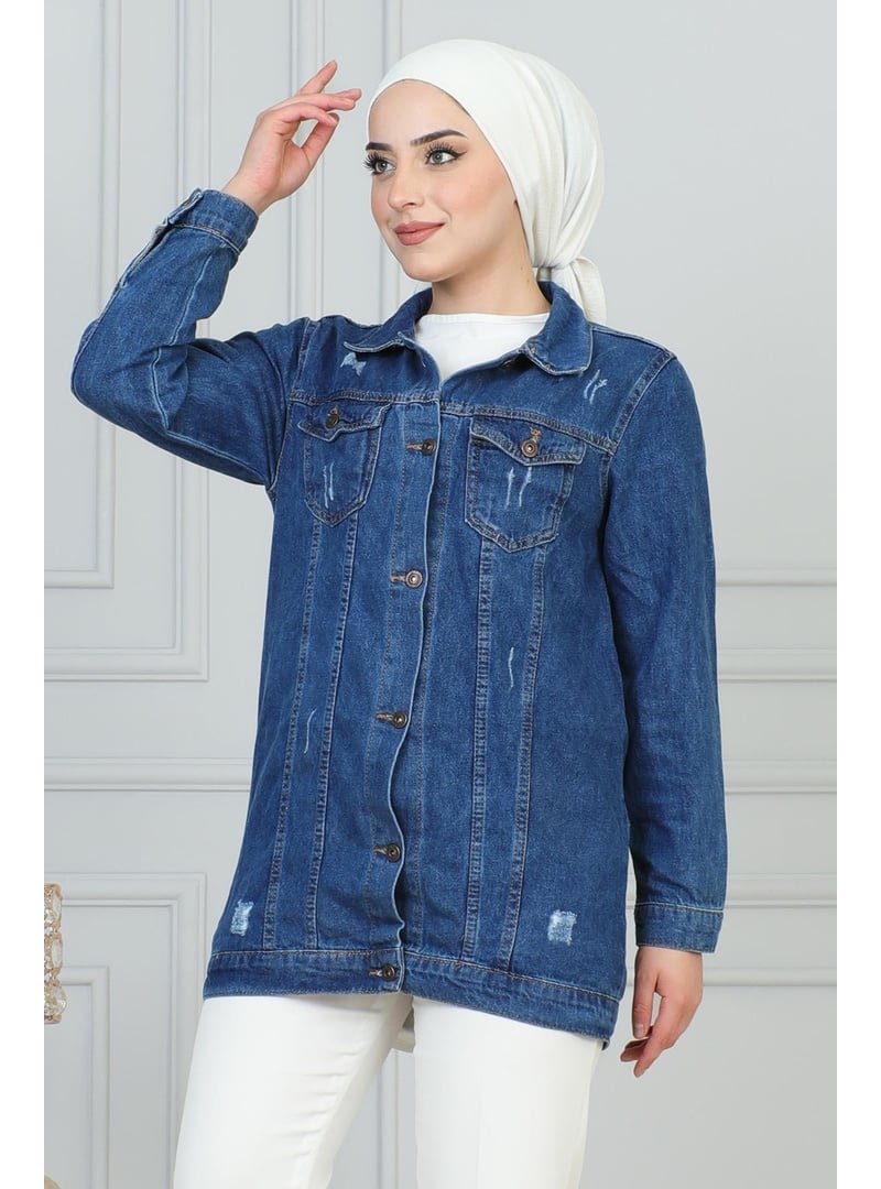 MISSVALLE Mavi Lazer Detaylı Kot Ceket