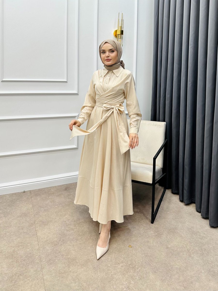Bezenstore Önden Bağlamalı Cotton Elbise