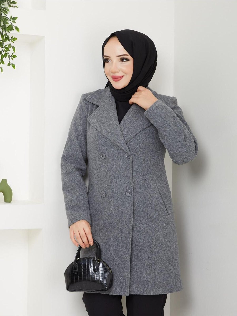 Butik Çift Cepli İçi Astarlı Kışlık Kaşe Kaban