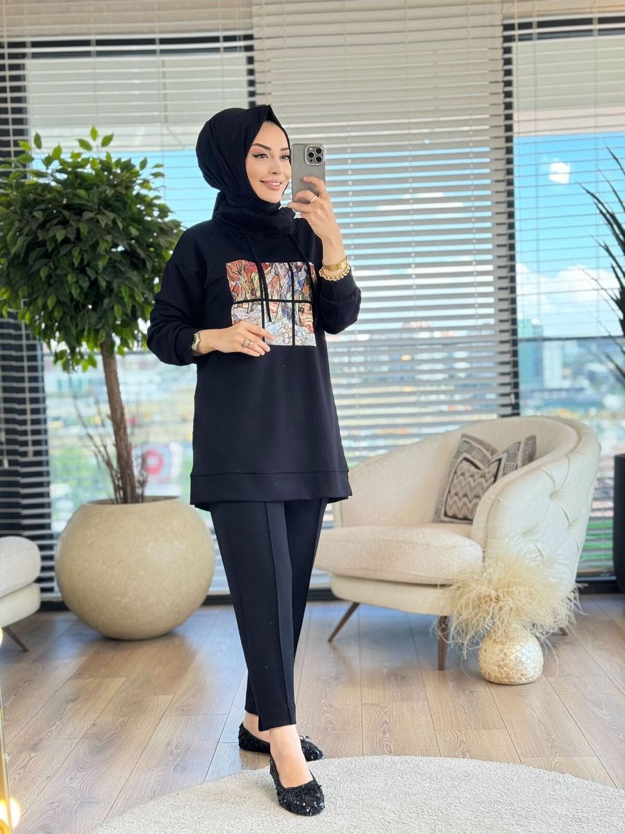 Alanurmoda Önü Resim Desen Parçalı Takım