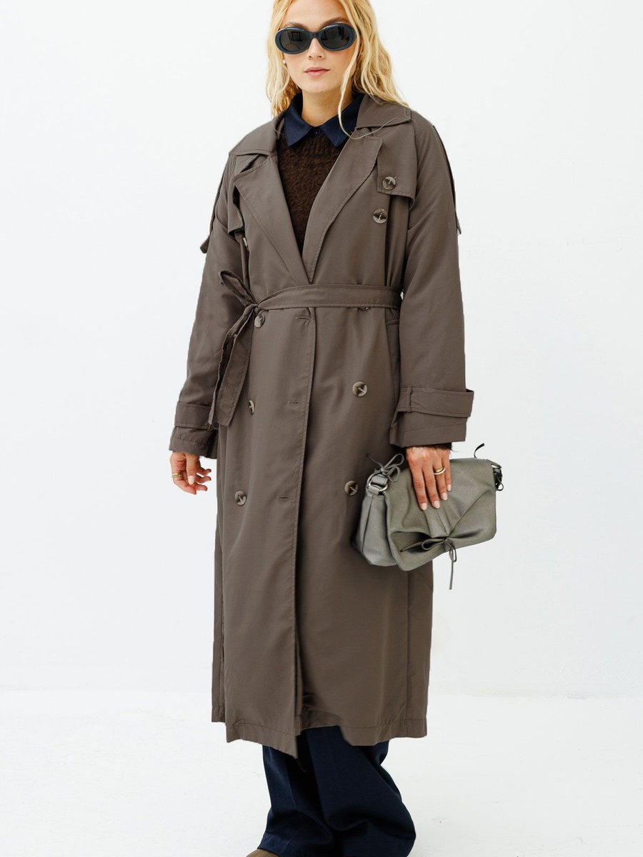 Hooopstore Soft Oversize Kül Kahve Trençkot