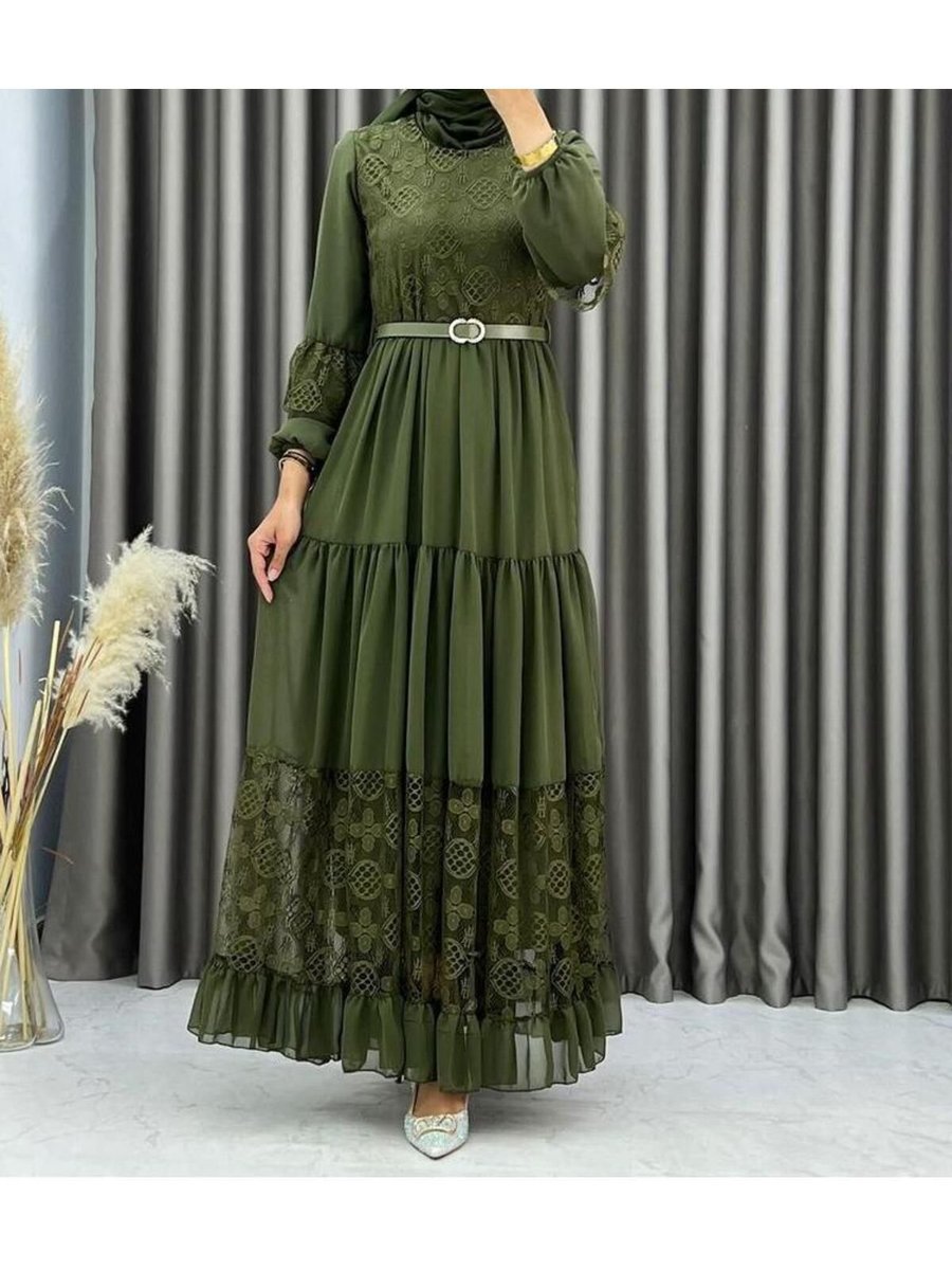 Vela Butik Tül Detaylı Tesettür Elbise