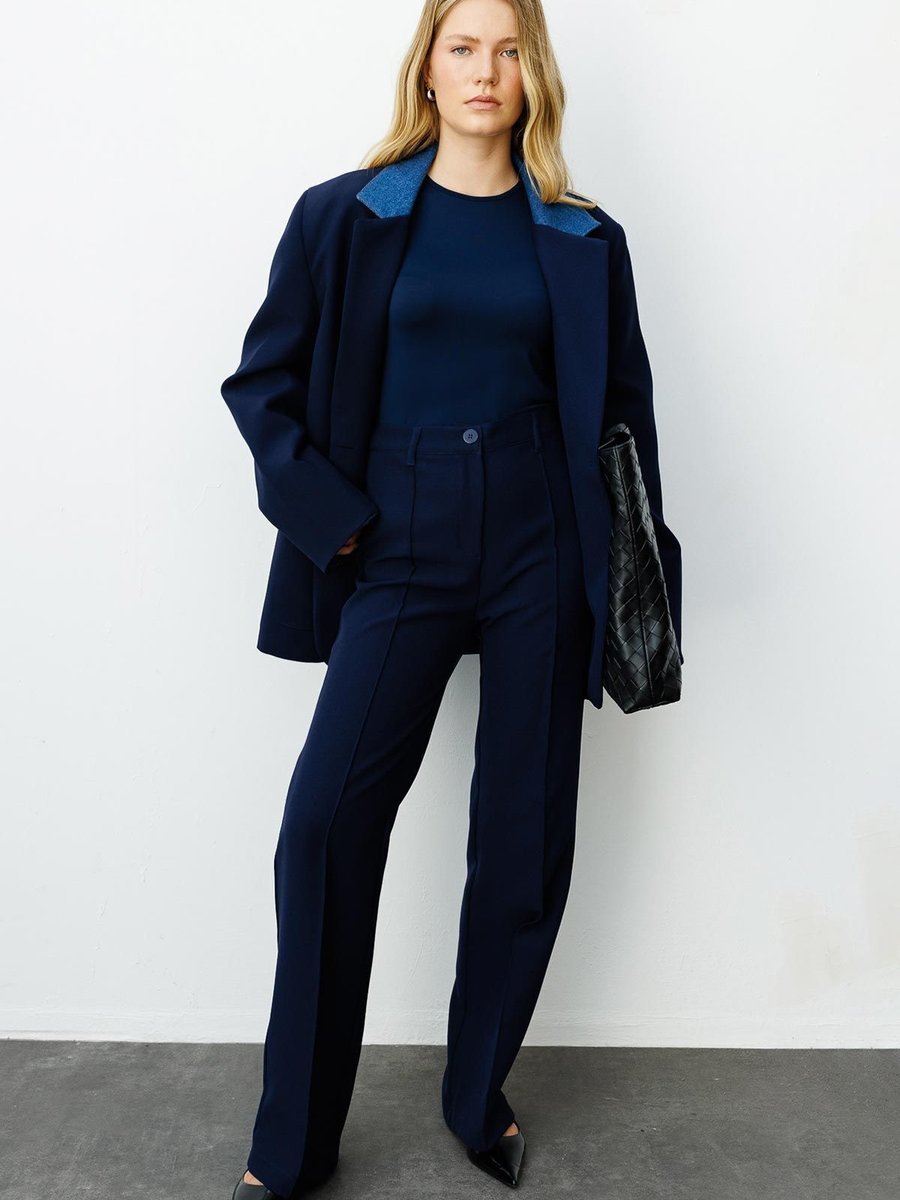 Hooopstore Kot Garni Detaylı Blazer Lacivert Ceket