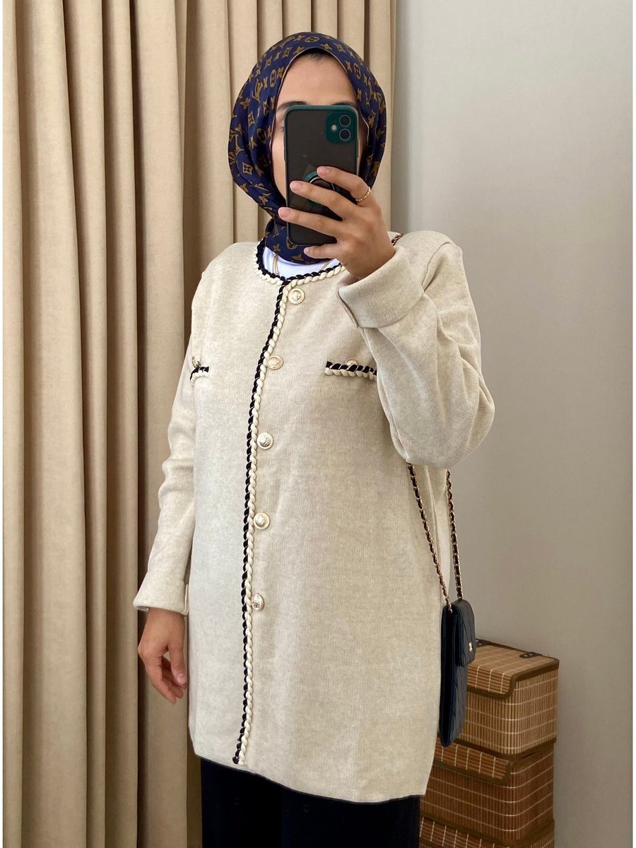 Asel Fashion Düğmeli Şık Triko Hırka