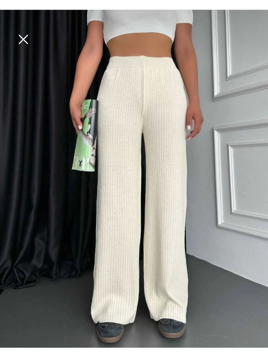SFG Life Moda Taş Fitilli Ve Beli Lastikli Triko Düz Şık Pijama Pantolon