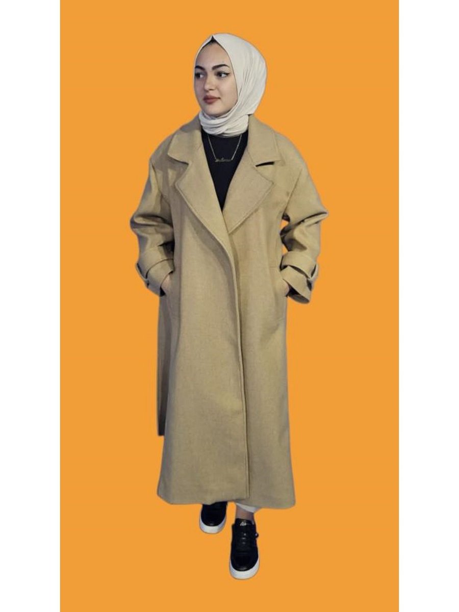 Puledro Oversıze Bej Kaban