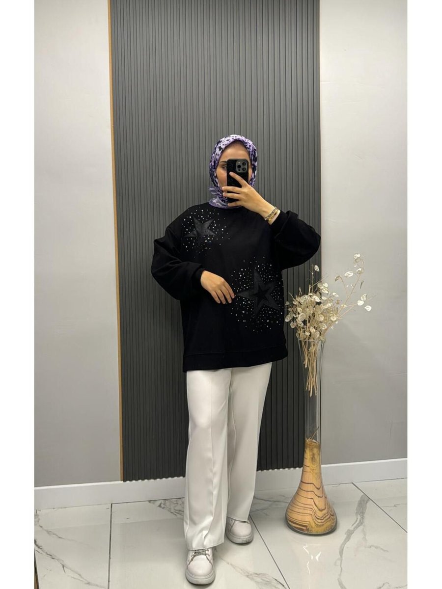 İkoll Taşlı Yıldız Detaylı Sweat