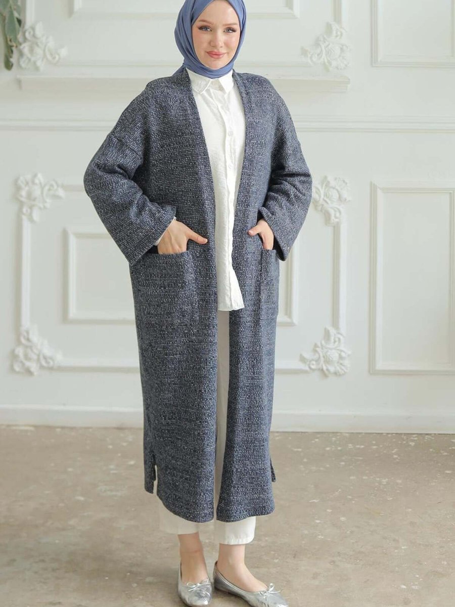 Armine Trend Örgü Desenli Hırka Lacivert Gizem's Moda
