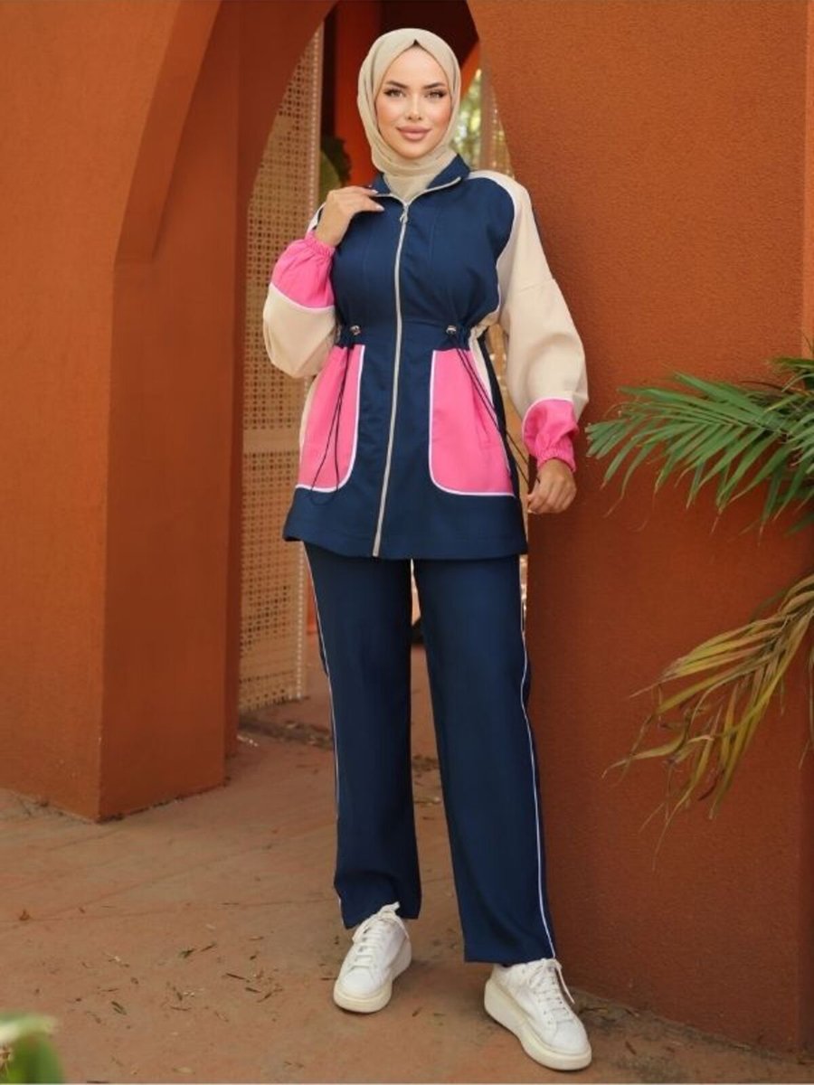 Wovi Moda Eşofman Takımı İkili Fermuarlı Takım Siyah Giyimi
