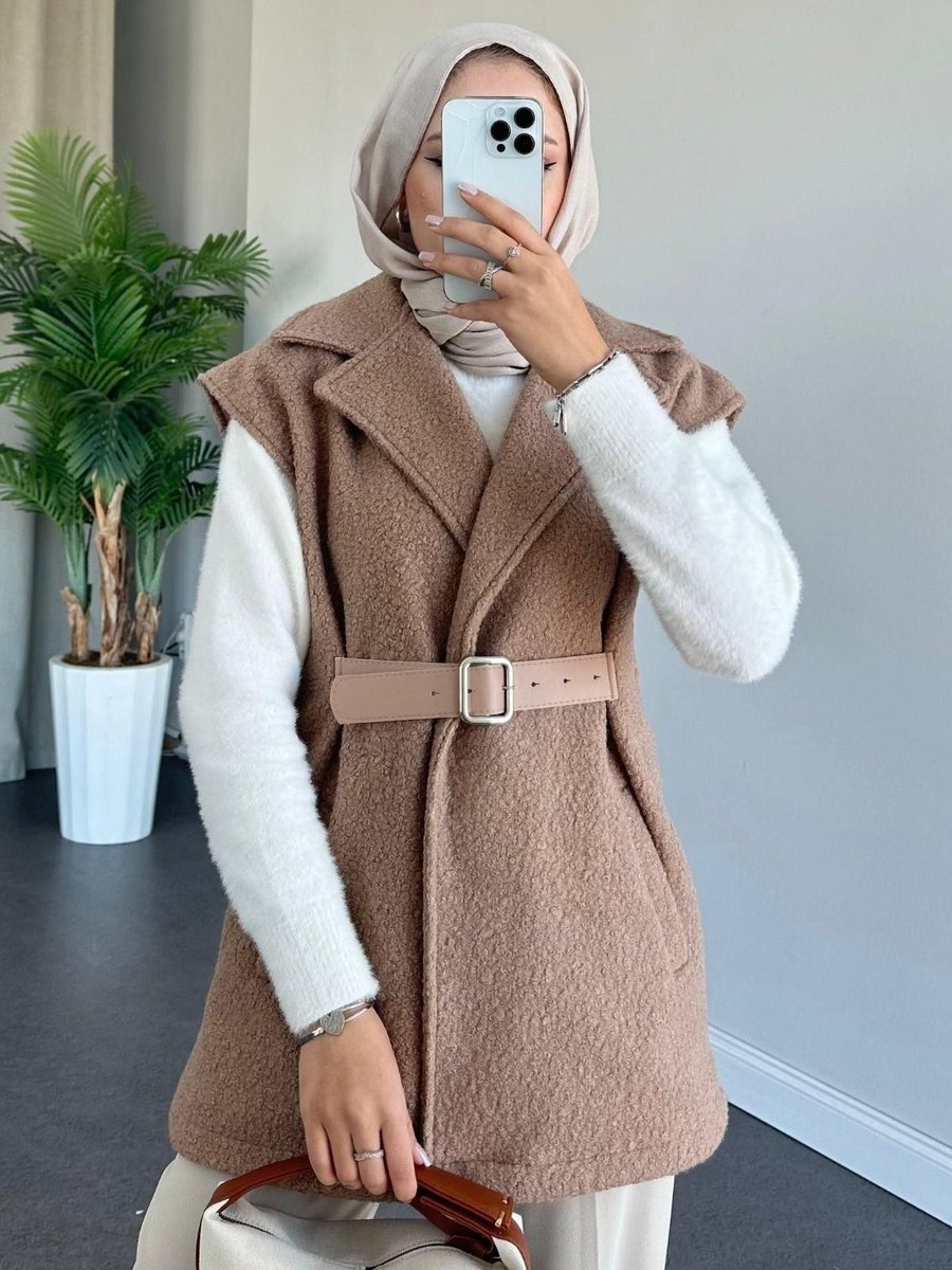 Haza Moda Miayse Teddy Yelek Camel