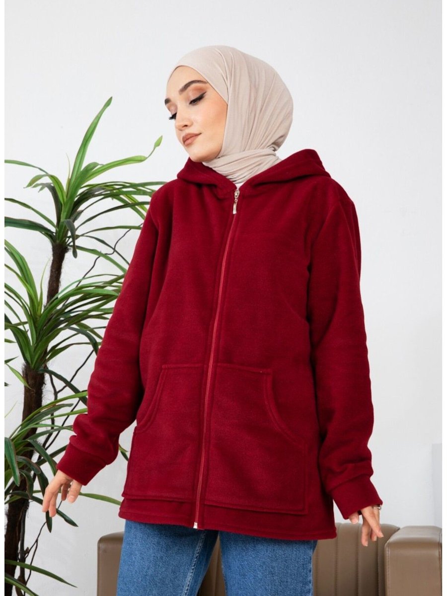 Kardelen Butik Ümraniye Kapüşonlu Spor Polar Hırka