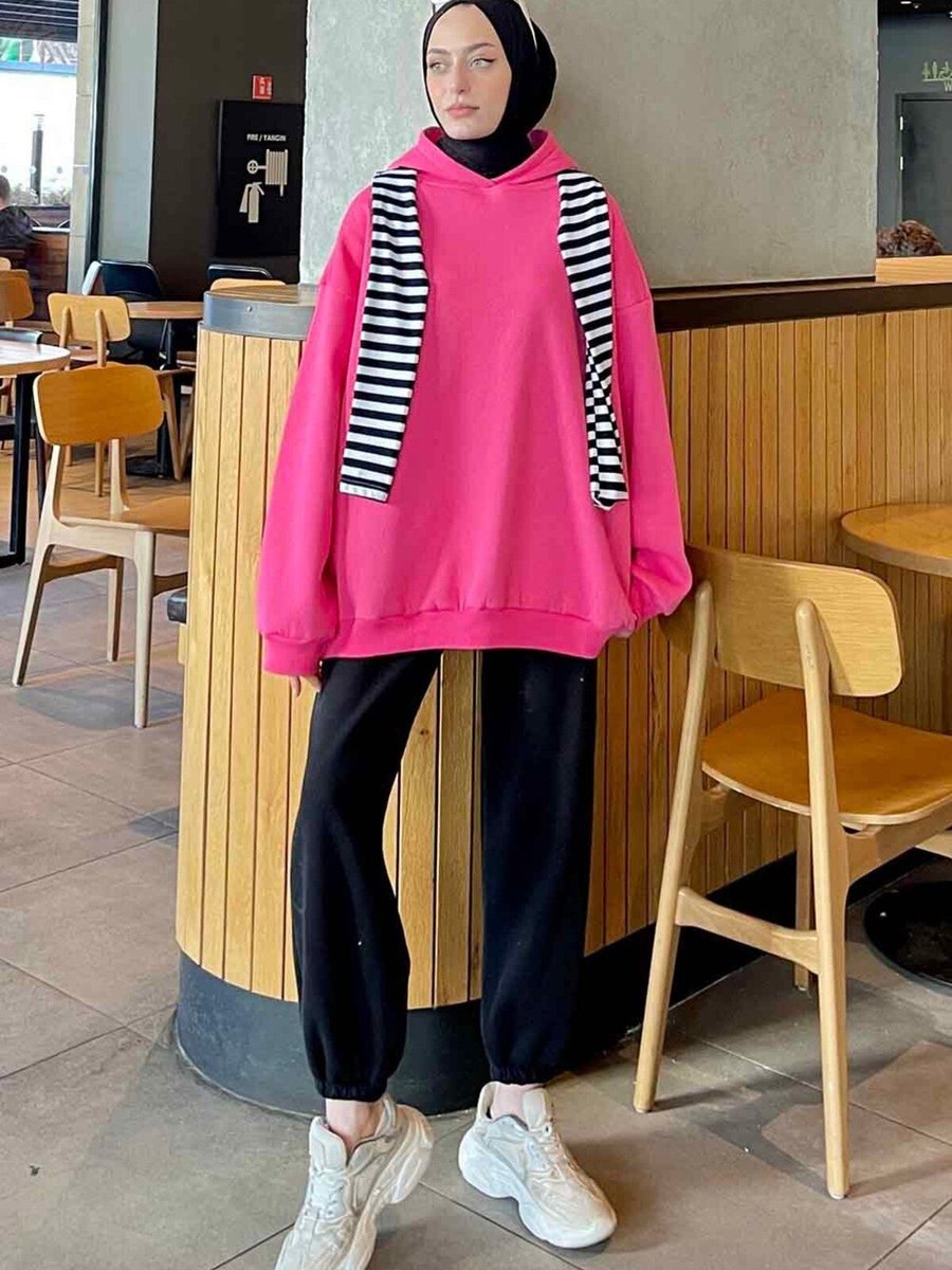 Lamelif Kapüşonlu Salaş Sweatshirt