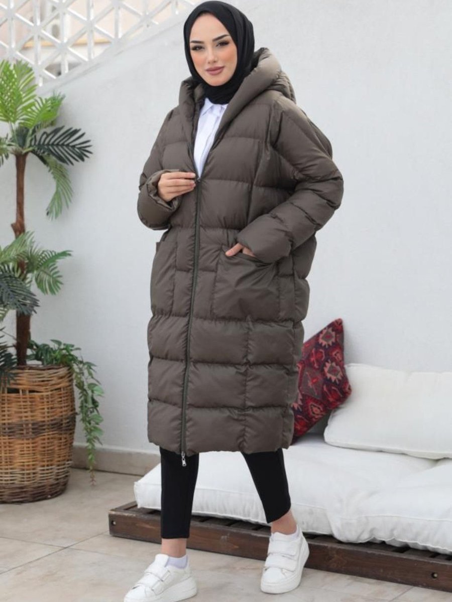 Benguen Oversize Şişme Mont Koyu Haki
