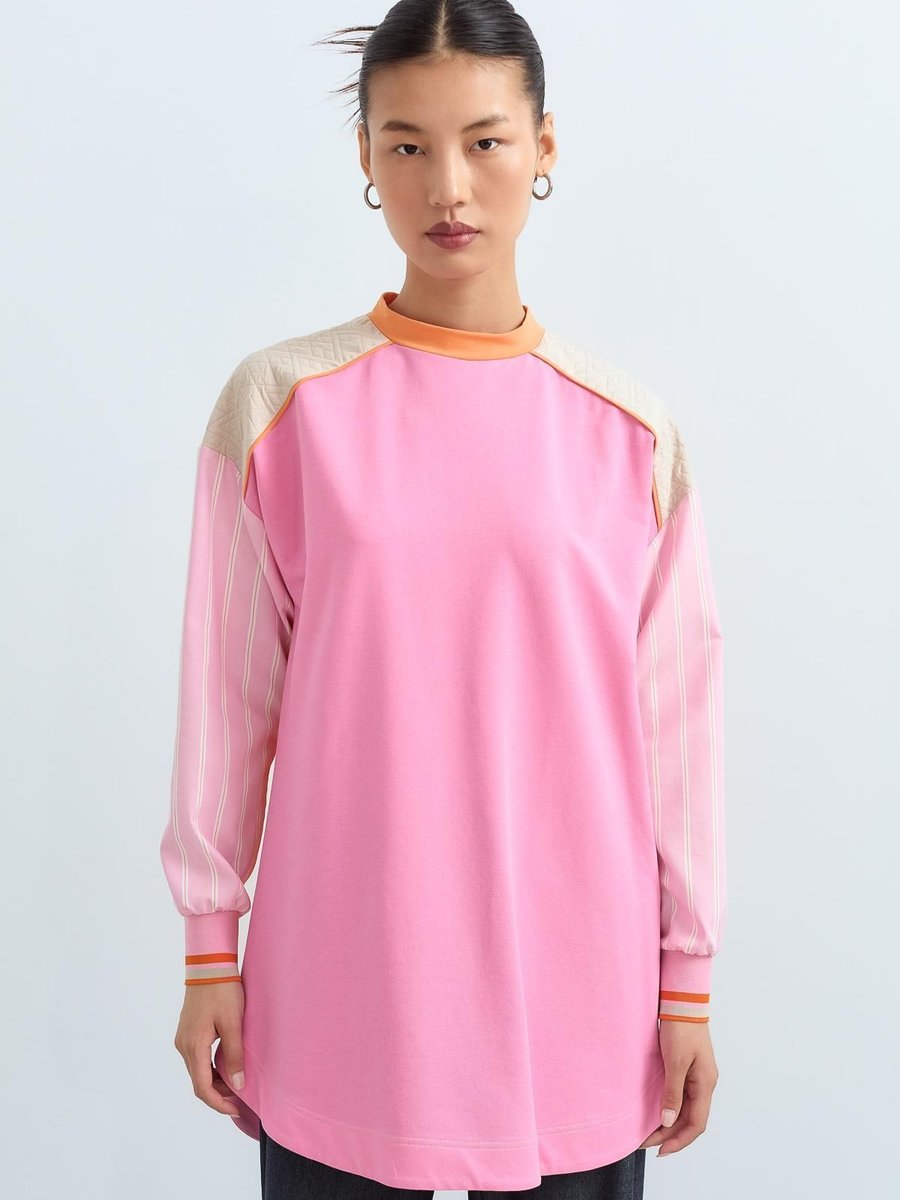 Nihan Renk Kombinli Sweat Pembe