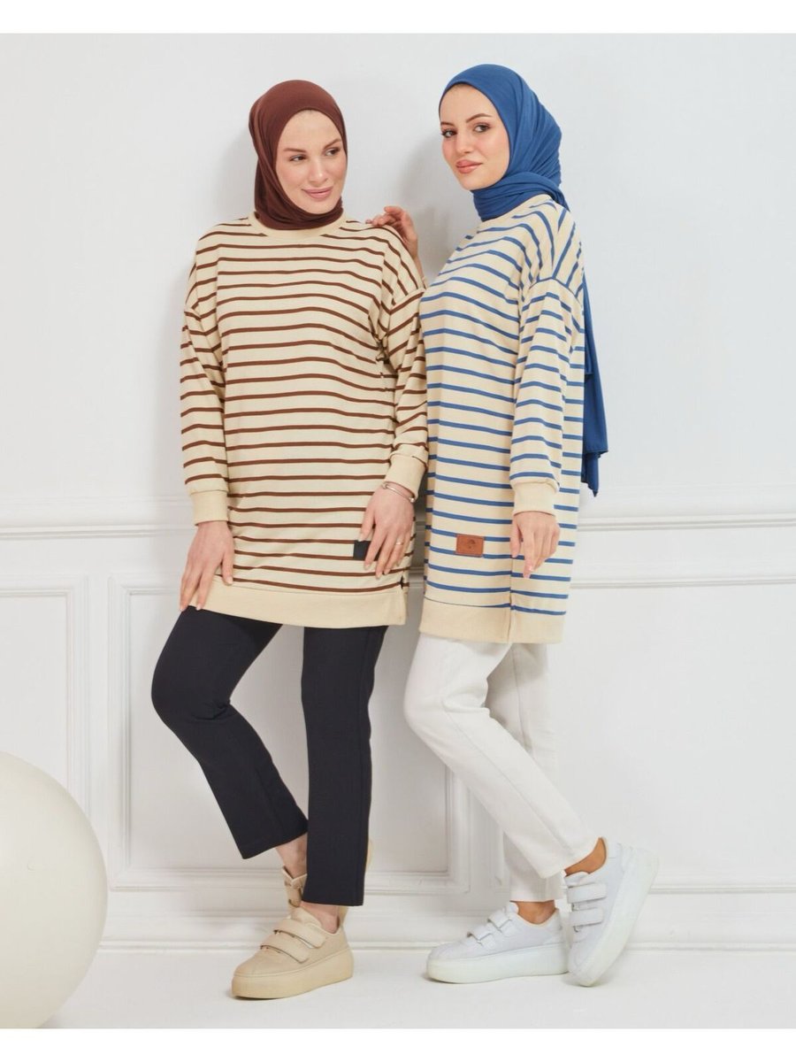 Em&fa Tekstil İki İplik Çizgili Model Adet Tunik