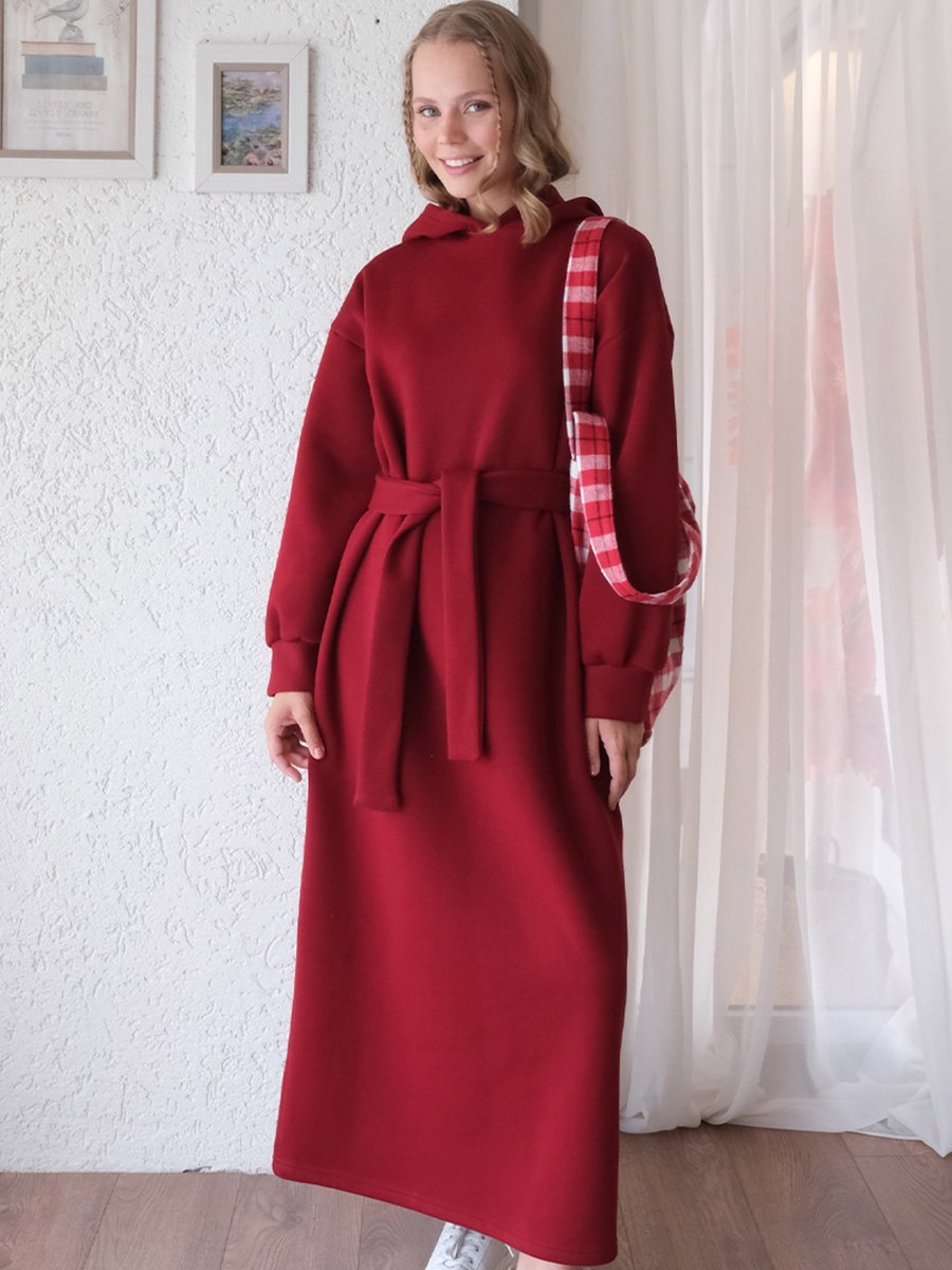Ceylan Otantik Bordo İplik Sweat Elbise