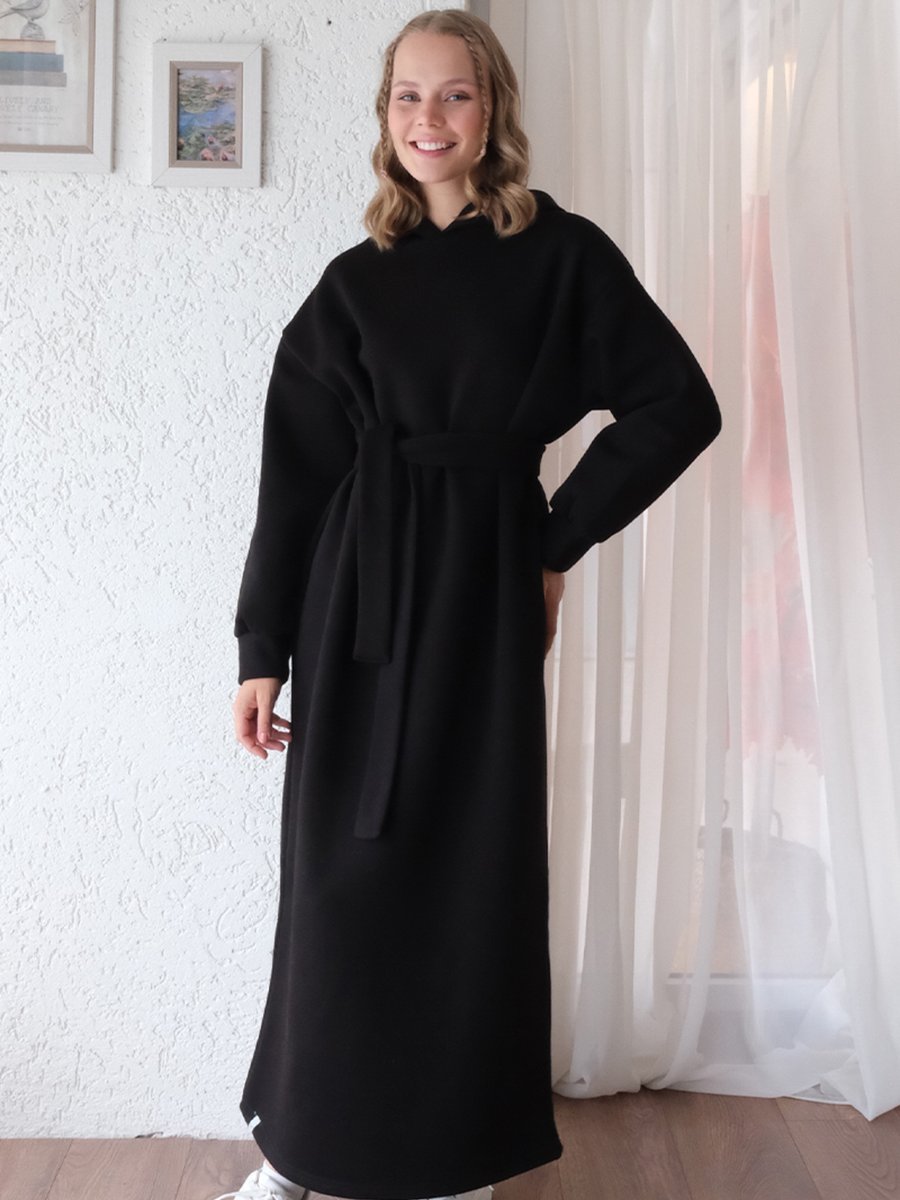 Ceylan Otantik Siyah İplik Sweat Elbise