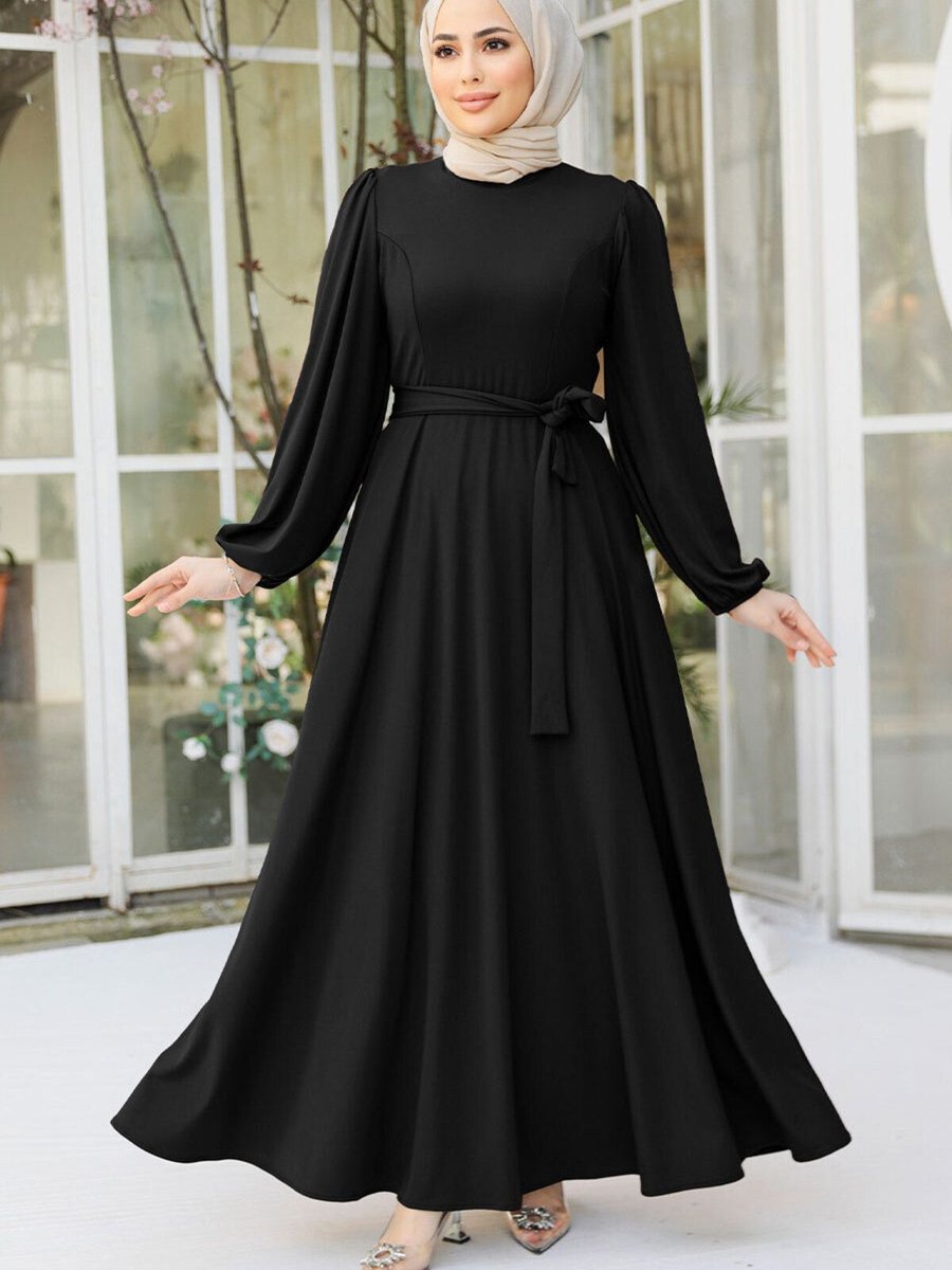 Neva Style Kemerli Siyah Elbise