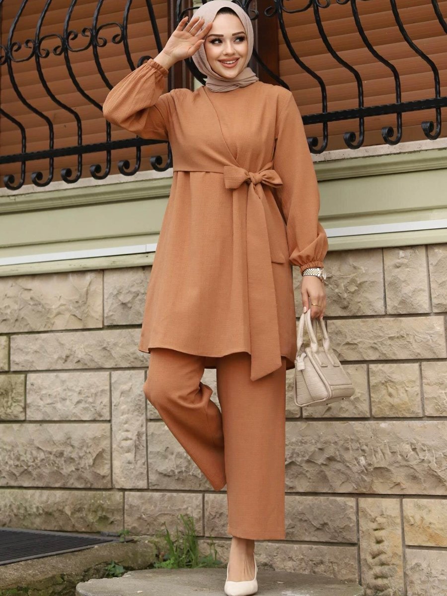 Misskayle Camel Yandan Bağlamalı Takım