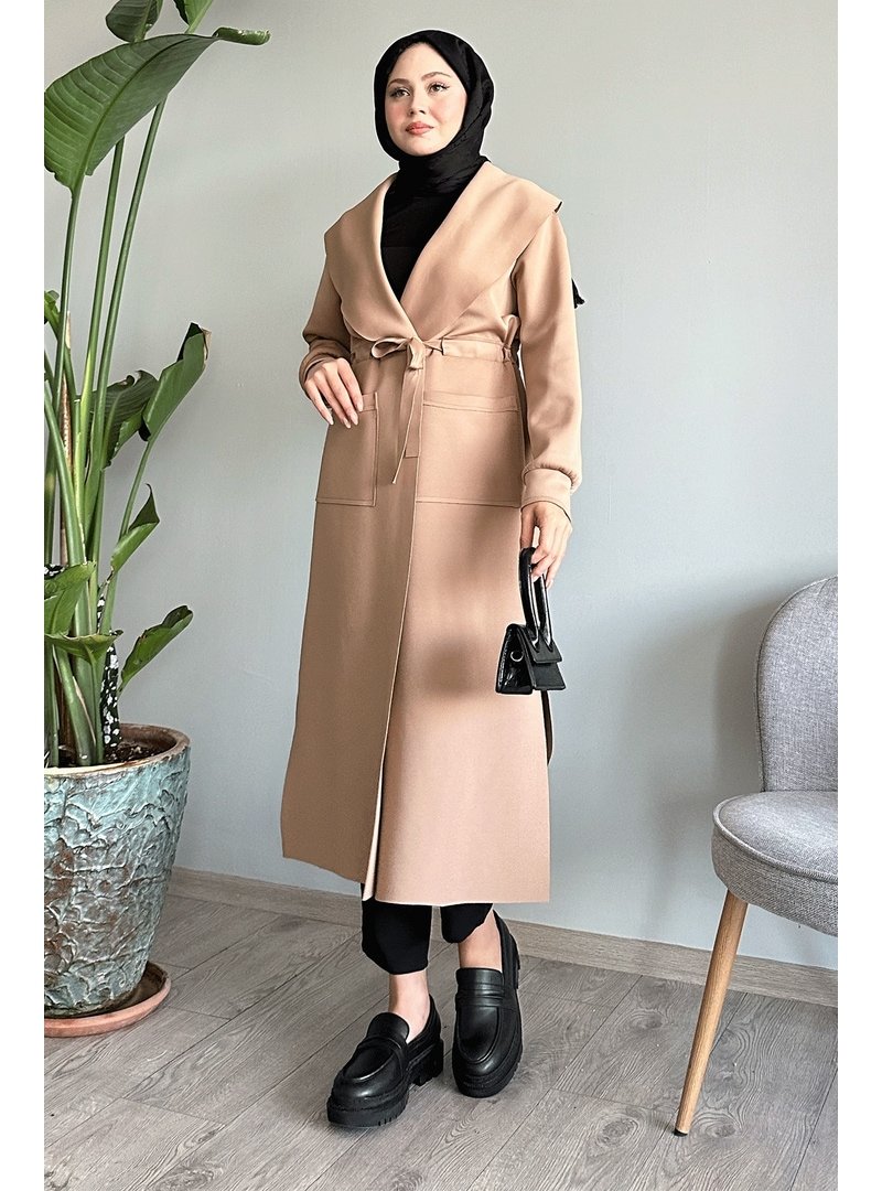 InStyle Belden Bağlamalı Bej Scuba Kap