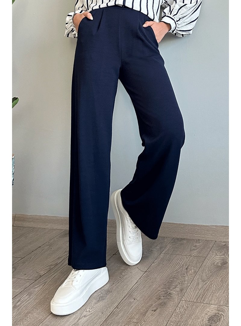 InStyle Pile Detay Bol Paça Lacivert Pantolon