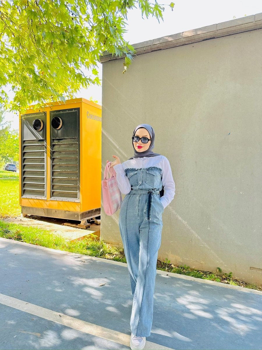 Milenastyle Tasarım Gömlek Detaylı Kot Tulum