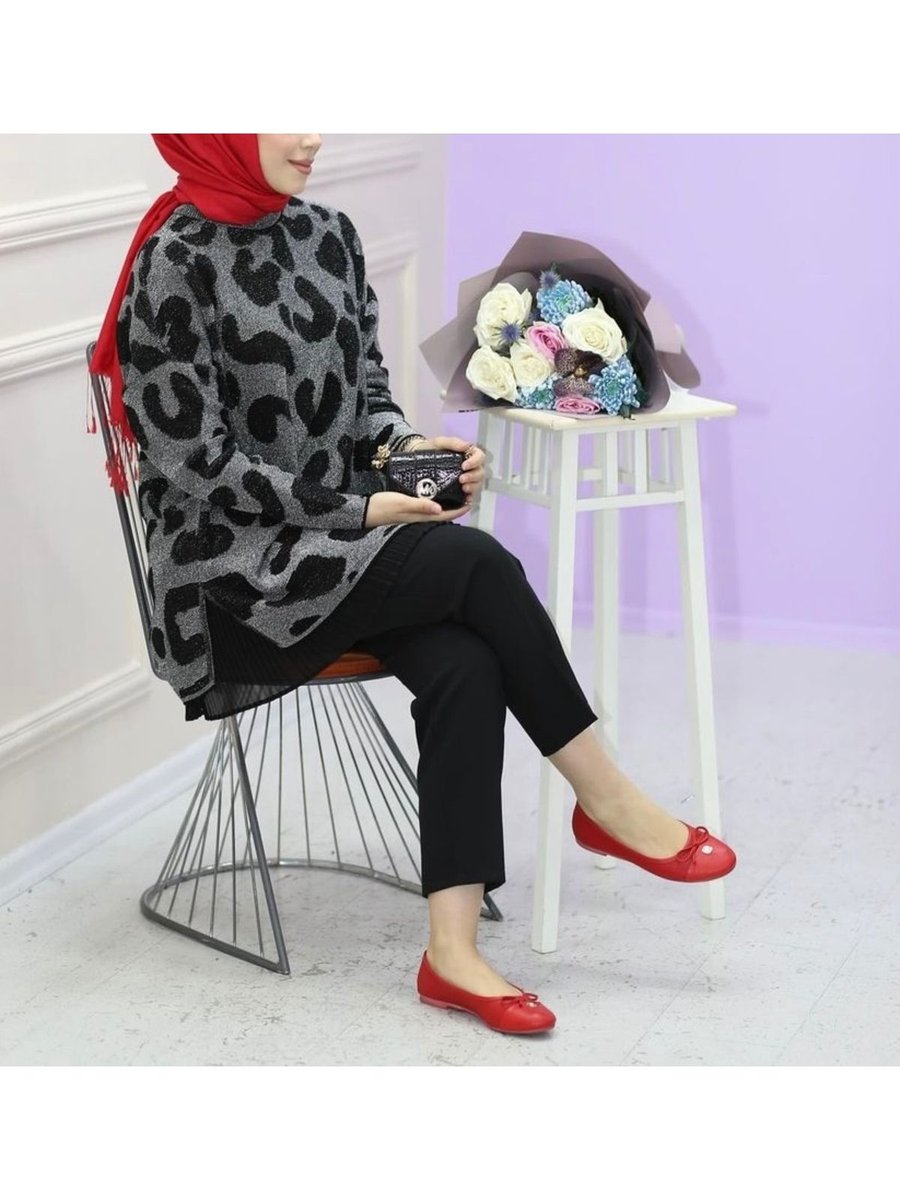 Aden Aydın Leopar Desen Soğuk İplik Merserize İnce Premium Tunik