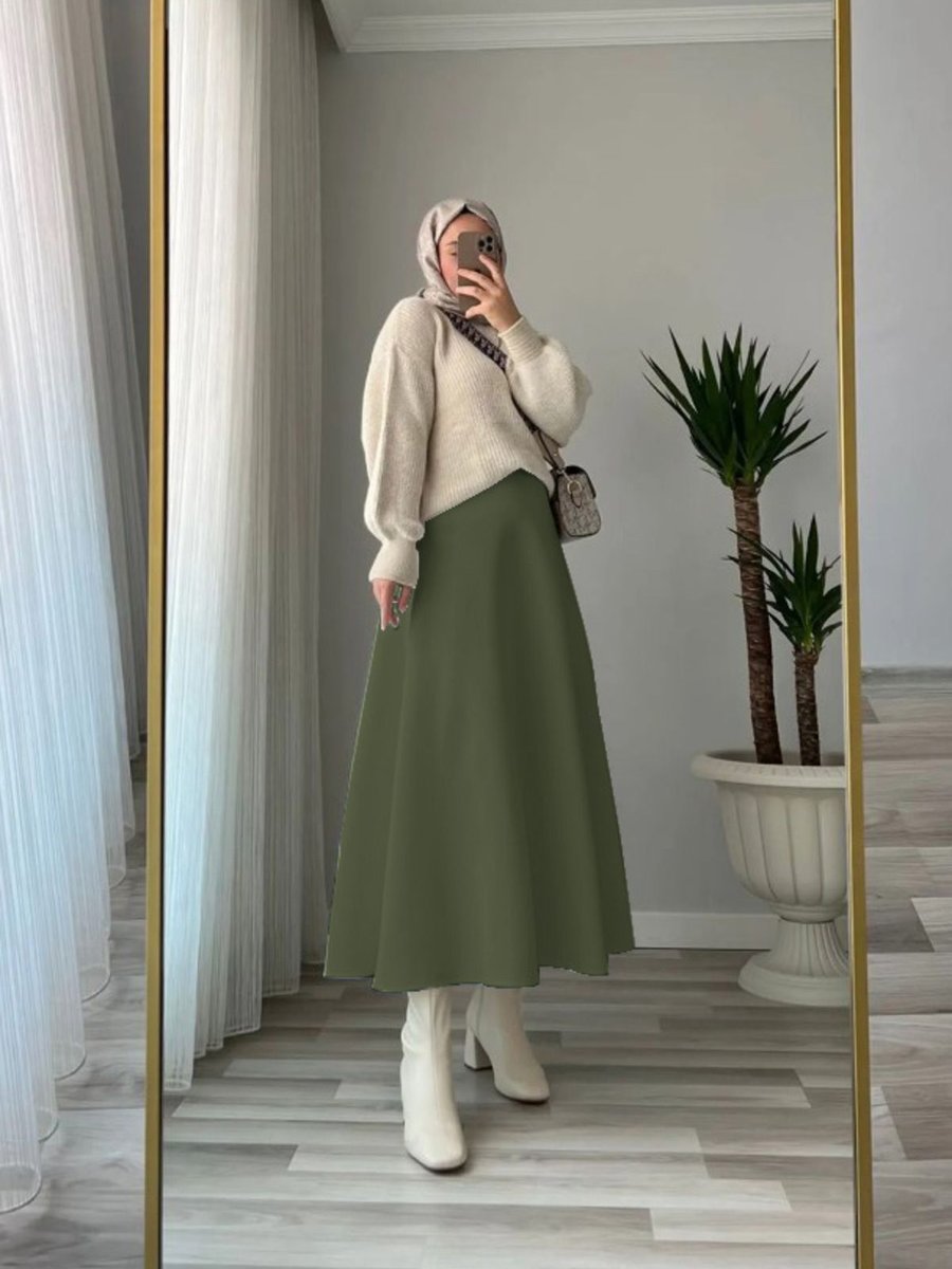 Newness Fashion Forwoard Puf Scuba Siyah Kloş Etek