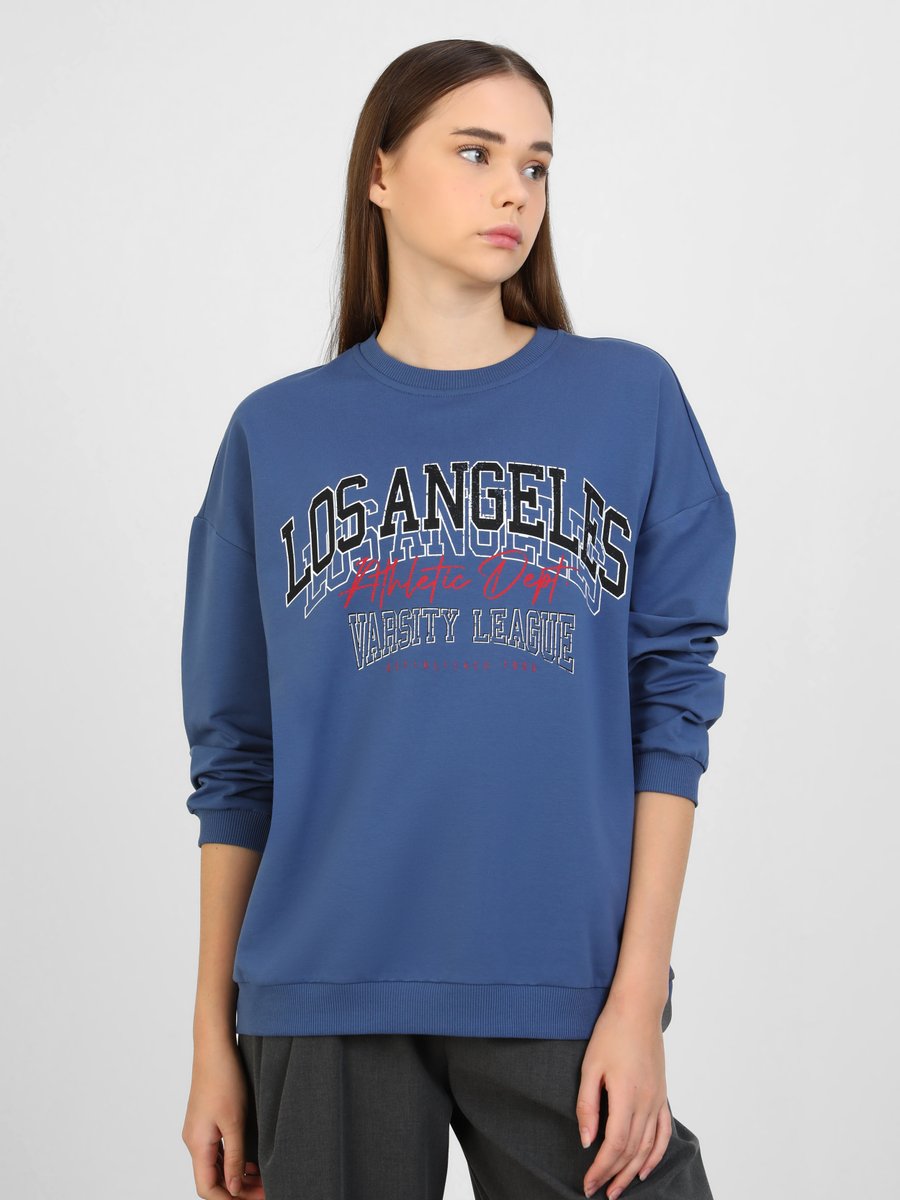 Benin Baskı Detaylı Sweatshirt İndigo