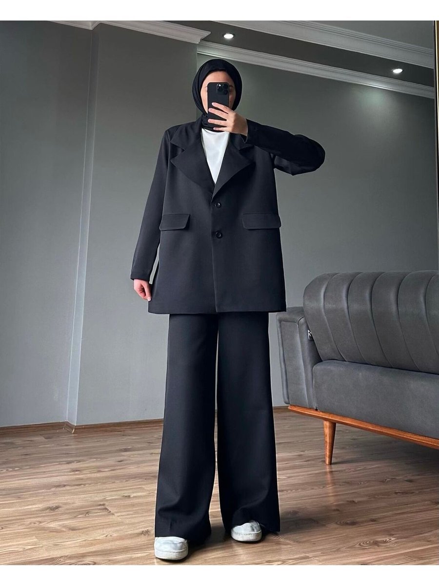 Sümeyye Siyah Blazer Ceket Pantolon Takım