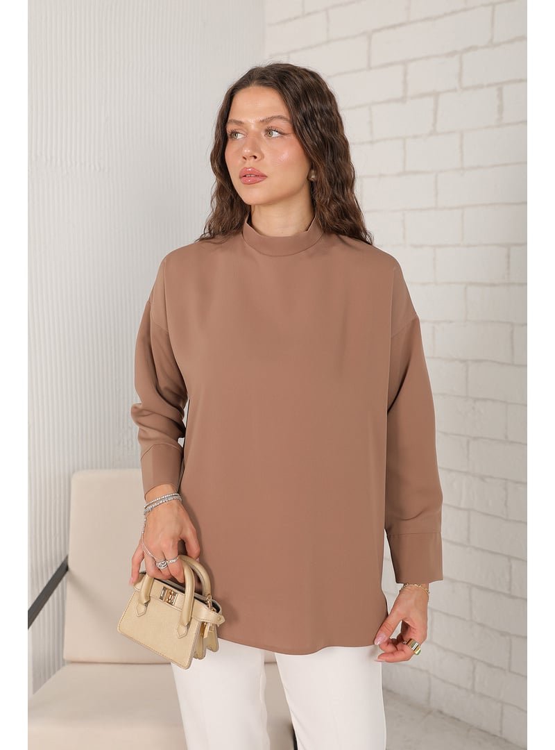 Melike Tatar Bej Basic Krep Tunik