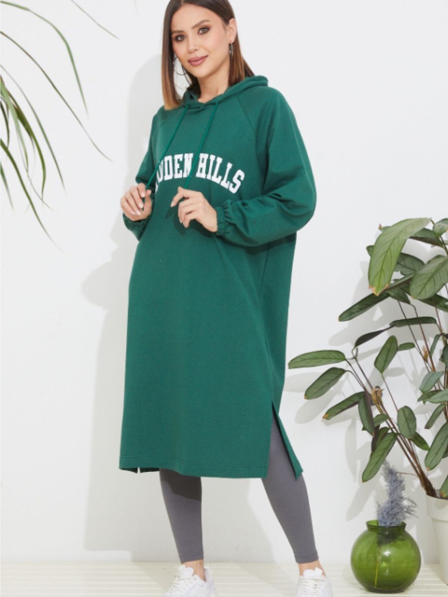 Nrealclothing Kapüşonlu Baskılı Tunik Sweatshirt
