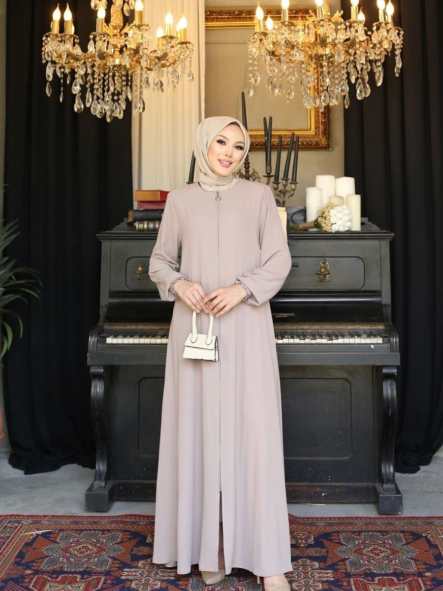 Gülmedine Medine Ipeği Mevlana Kloşlu Cepli Ferace Abaya
