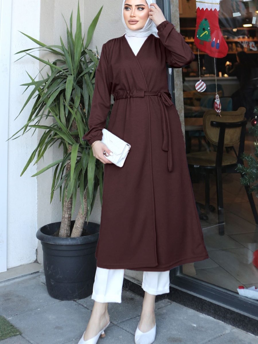 Hyperck Tünel Kemer Detay Kimono Acıkahve