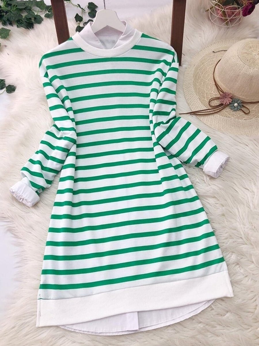 VOLT CLOTHİNG Yeşil Çizgi Detaylı Tunik