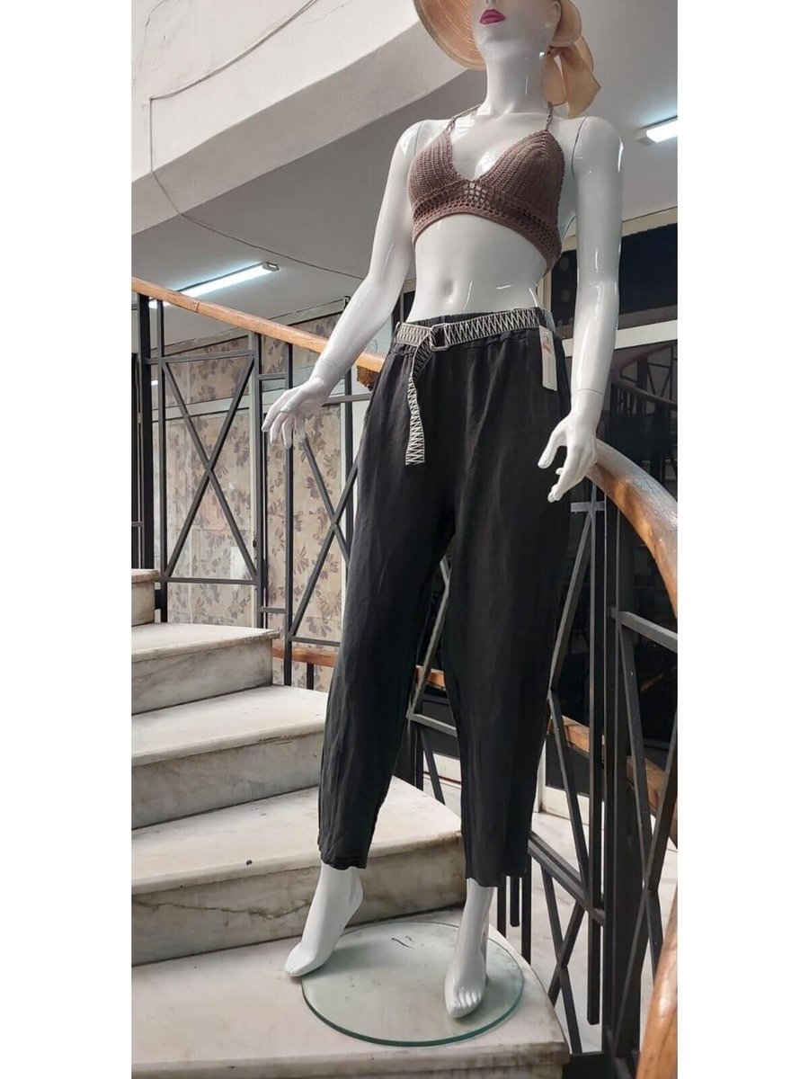 EREN STYLE Antrasit İtalyan Kemerli Keten Pantolon