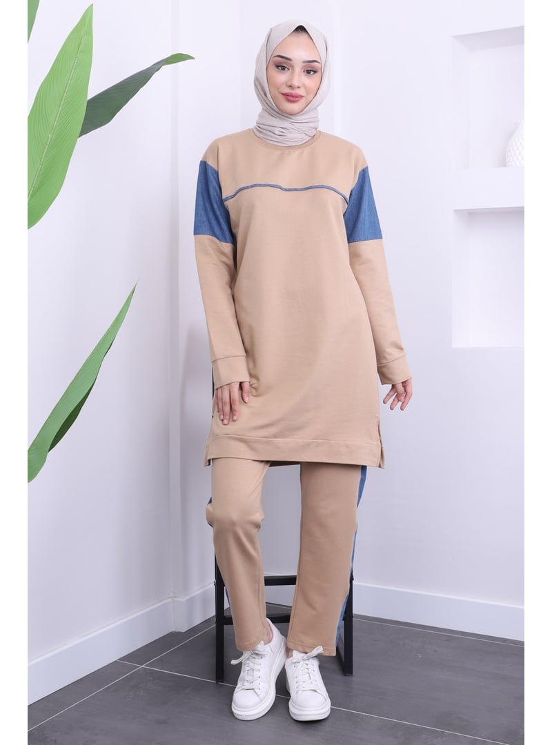 İmaj Butik Vizon Kot Detaylı İki İplik Takım