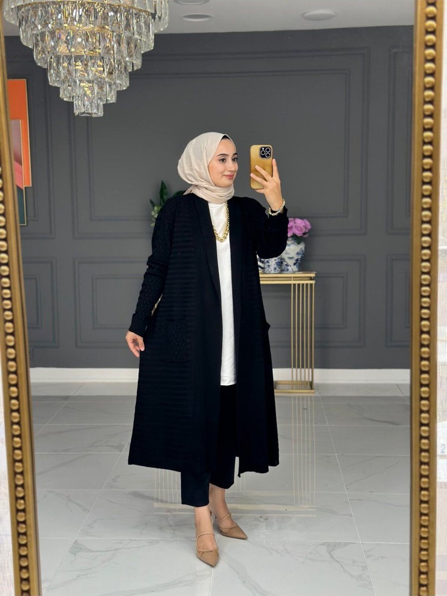 Hüda Tesettür Tesettür Uzun Triko Hırka